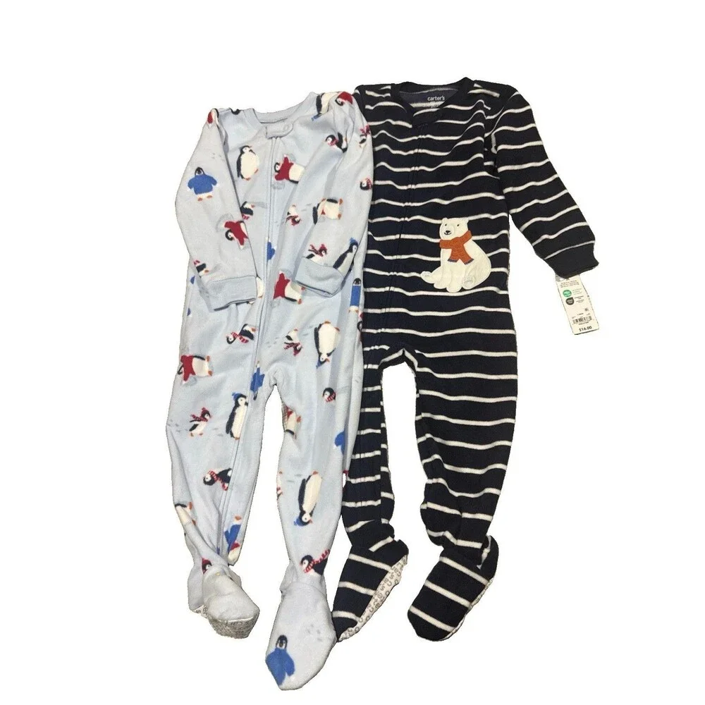 2 Pack Carter's Just One You Toddler Boys' fleece Footed Pajamas 2T